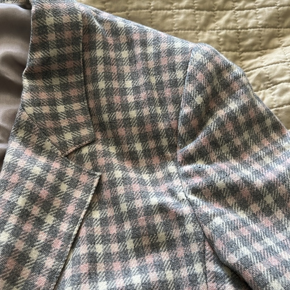 Haberdashery Checkered Blazer in Gray, Light Pink, and White - Picture 13 of 16